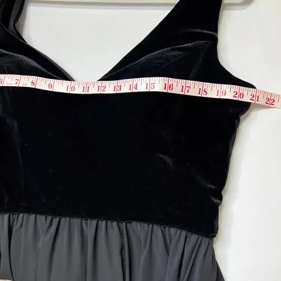 Mori Lee Black Velvet Chiffon Gown Dress Plus Size 16 - Picture 10 of 15